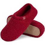 HomeTop Women's Fuzzy Curly Fur Memory Foam Loafer Slippers Bedroom House Shoes with Polar Fleece Lining (7-8, Wine Red)