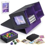 comeder Card Deck Box for MTG Commander, Card Deck Case Holds 160+ Double-Sleeved Cards with Dice Tray Holds, Card Case Storage Box for TCG/CCG/PTCG/EDH/Magic/Sport Cards (Dark purple)