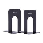 deli 6.5" Book Ends Metal Bookends for Shelves | Book End to Hold Books Heavy Duty, Non-Skid Bookend, Book Holder Stopper for Shelf Office Home - Black (Pack of 2)