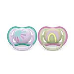 Philips Avent Ultra Air Soother - 2 x Light, Breathable Baby Soothers for Babies Aged 0‑6 Months, BPA-Free with Steriliser Carry Case (SCF085/59)