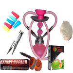 2 Hose Hookah Neon, Two Styles to Choose from 12" Height, Cute Shape Comes with 10 Instant Charcoal, 5 Mouth Tips, 25 foil Paper, zero nicotine,zero tobacco (2 hose hookah complete set)