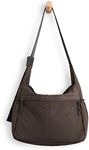 ODODOS 20L Crossbody Tote Bag Large Capacity Lightweight Hobo Shoulder Sling Bags for Gym Shopping Beach Travel, Dark Brown