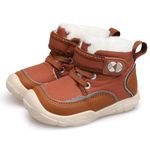 JIASUQI Toddler Winter Boots Boys Girls Fuzzy Snow Boots Kid Lightweight Warm Winter Shoes with Faux Fur Lined(Brown,Size 8)