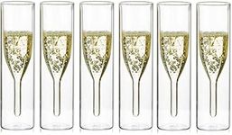 Sziqiqi Bulk Double Walled Crystal Champagne Flute Glasses, Classics Tulip Goblet Stemless Clear Glass Cups, Hand Blown Toasting Glasses for Weddings Family Reunions, 6Pcs