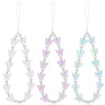 Ecally 3 Pcs Butterfly Beaded Phone Charm, Stationery Decoration Charm, Y2K Beaded Strap Phone Lanyard Wrist Cute Phone Chain Aesthetic Phone Strap Charm for Women Girls Back to School Season