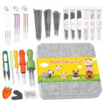 134 Pcs Needles Felting Kit, Needle Felting Tools, Needle Felting Supplies with 3 Size 90 Pcs Felting Needles, Wood Handles, Wool Needle, Soft Needle Felting Pad, Felting Kit for Basic Felting