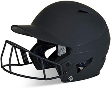 CHAMPRO womens Rise Fastpitch and Matte Finish HX Softball Batting Helmet with Facemask, Black, Large US