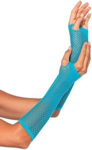 Leg Avenue womens Triangle Net Fingerless Gloves Exotic Apparel Accessory, Neon Blue, One Size US