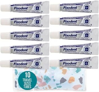 Fixodent Travel Sized/Pocket Sized Professional Denture Adhesive Cream Tubes, TSA-Approved Travel Sized Denture Adhesive with 1 Spark Dental Travel Zipper Pouch (Pack of 10 Tubes)