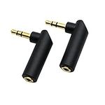 3.5mm Angle Male to Female Audio Adapter, 90 Degree Right Angle Gold-Plated TRS Stereo Jack Plug AUX Connector Compatible with Headset, Tablets, MP3 Players, Game Controller, Speakers(2 Pack)