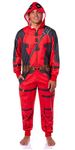 Marvel Superhero Adult Hooded Union Suit Costume Pajama For Men and Women, Deadpool V1, Small-Medium