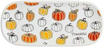 Mud Pie Pumpkins Tgiving Evrythng Dish Platters & Trays, 4" x 9", ORANGE