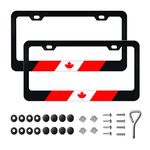 GOOSSI Canada Flag License Plate Frame, Black Patriotic Canada Flag License Plate Frames Holder Covers with Screws Accessories, 2 Pack for Front and Rear Car Tags.