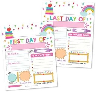 First Day of School Sign – 10 Double-Sided First & Last Day Boards, 8x10 Back to School Sign Photo Prop for Kids, First Day of School Board for Preschool, Kindergarten, and Grade School - Rainbow Pink