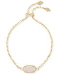 Kendra Scott Elaina Adjustable Chain Bracelet for Women, Fashion Jewelry, 14k Gold-Plated, Iridescent Drusy