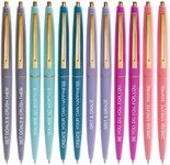 Paper Junkie 12 Pack Inspirational Ballpoint Pens, Funny Encouraging Work Pens for Colleagues, Women, Students, Teachers, Employee Appreciation Gifts, Office School Supplies, 6 Motivational Quotes