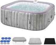 UHOMEPRO Inflatable Hot Tub Spa Set, Outdoor Bubble Massage Portable Hot Tubs with 130 Soothing Jets, Insulated Cover, Internal Heater Pump, 6 Filter Cartridges