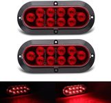 TMH 6" Oval Red LED Trailer Tail Light Surface Mount 10 LED Waterproof Stop Brake Turn Trailer Lights for Truck RV Bus Lorry Low-High Brightness 12V DC, 2PCS