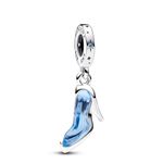 Pandora Disney Cinderella shoe sterling silver dangle with fancy light blue cubic zirconia and forever blue crystal