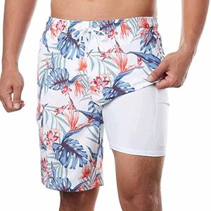 BRISIRA Mens Swim Trunks 9 Inch Bathing Suit Compression Boxer Brief Liner Board Shorts Anti-Chafe Quick Dry Cargo Pocket
