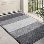 Homaxy Door Mats Indoor, Machine Washable Soft Doormats, Dirt Trapper Door Mat, Super Absorbent Entrance Rug, Non-slip Floor Mats For Inside, Front Back Door, Pets and Dogs (60 X 90 cm, Grey)