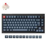 Keychron V1 Max 75% Custom Mechanical Keyboard ISO UK Layout, QMK Wireless Gaming Keyboard with Programmable Knob, Hot-Swappable Gateron Red Switch with RGB Backlits for Mac Windows Linux