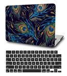 Laptop Hard Shell Case Compatible with MacBook Pro 13 Inch Model A1502 A1425 with Retina Display 2015-2012 Release, Color Printed Plastic Hardshell Cover and Keyboard Protector, Peacock Feather