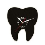 qeznef Tooth Shaped Laser Cut Wooden Wall Clock for Dental Clinic Medical Office Decor Dentistry Artwork Wall Watch Dentist Gift