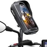 WACCET Motorbike Phone Holder Rearview Mirror Motorcycle Phone Holder Waterproof 360° Rotatable Detachable with Touch Screen Sun Visor Motorcycle Phone Mount for Phone up to 6.8 inch (Grey)