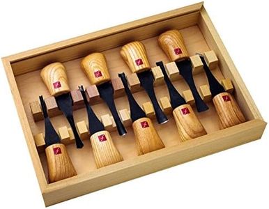 FLEXCUT Carving Tools, Deluxe Palm Gouges, Ash Hardwood Handles and Carbon Steel Blades, Set of 9 (FR405)