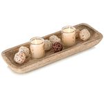 Romadedi Decorative Bowls for Home Decor: 16" Wooden Dough Bowl for Decor, Large Wood Bowl for Kitchen Table Centerpieces, Long Narrow Wooden Tray for Dining Table Decor Centerpiece