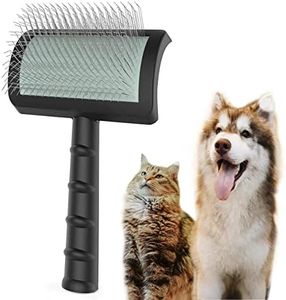 TinyPoint Large Slicker Brush for Dogs,Cats,Extra Long Pin Shedding Brush for Long Haired Dog,Cat, Pet Grooming Wire Brush for Thick Undercoat Curly Hair,25mm(1"),Black