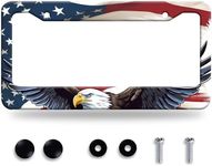 American Flag Eagle License Plate Frame Patriotic Eagle License Plate Colorful Stainless Steel Rust-Proof Auto Parts Funny License Plate Cover Decoration with Screws Size 12.3 "x 6.3" for Men Women