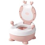 POLKA TOTS Swoosh Whoosh Fawn Design Peach Potty Training Toilet Seat for Toddlers Baby Boys & Girls, Western Style Potty Training Chair with Removable Potty Bowl Lid