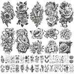 40 sheets Waterproof Temporary Tattoos Flowers Rose Bufferly Fake Tattoo Mix Style Lasting Body Art Tattoo Stickers for Women or Girls