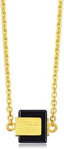 CHOW SANG SANG g* COLLECTION 999.9 24K Gold Black Chalcedony Necklacefor Women 86725N | 17.7", (45 CM)