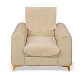 Yellow Weaves Velvet 1 Seater Quilted Sofa Chair Cover, Seat&Back Cover, Color - Beige