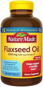 Nature Made Flaxseed Oil 1000 mg, Fish Free Omega 3 Supplement, Dietary Supplement for Heart Health Support, 180 Softgels, 180 Day Supply