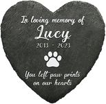 Kilyhome Heart Shaped Pet Memorial Stone for Dog or Cat - You Left Paw Prints on Our Hearts - Dog Heaven - Angel Wings Paw - Dog Loss Sympathy Gift