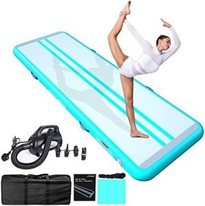 JOOLOOG 3M 4M 5M 6M Air Mat Tumble Track Inflatable Gymnastics Tumbling Mat with 650W Electric Air Pump for Cheerleading Practice Gymnastics Beach Park Home Use Green