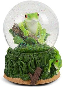 Playful Tree Frog Figurine 100MM Water Globe Plays Tune Beautiful Dreamer