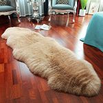 LLB Genuine Sheepskin Area Rug Wool Rug Fur Carpet Fluffy Fur Rug for Living Room Kids Bedroom Real Sheepskin Throw Lambskin Rugs Sofa Mat Chair Seat Covers (Tan, 2 x 6 ft Sheepskin)