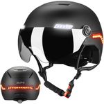 ILM Smart Bike Helmet Men Women Automatic G-Sensor Turn Signal & Brake Warning Cycle Helmets with Visor Front Side Rear LED Lights Road Cycling Model MB101L,Matte Black,L/XL