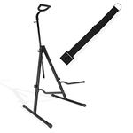 Saintfield Studios - Cello Stand with Bow Holder Hook in Matte Black - Adjustable Steel Foldable & Portable Floor Tripod with Safety Bar - Complete with Endpin Anchor Stopper