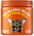 Allergy Relief Chews for Dogs & Immune & Digestive Supplement with Wild Salmon Oil Kelp Colostrum Turmeric Probiotics & Bee Pollen for Seasonal Allergies Anti Itch, Skin Hot Spots 120 Soft Treats