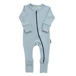 PARADE Organic Snuggle Soft Melange '2-Way' Zipper Romper Blue Melange 6-12M with Mitts