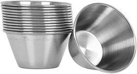 (12 Pack) 3-Ounce Sauce Cups, Commercial Grade Stainless Steel Dipping Sauce Cups, Individual Condiment Cups/Ramekins by Tezzorio