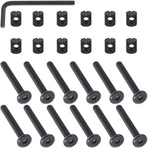 Mardatt M6 x 50mm 24PCS Black Zinc Plated Hex Socket Head Furniture Screws Bolts and Barrel Nuts for Furniture Cots Beds Crib w 1 Allen Wrench