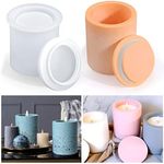 BABORUI Candle Jar Molds, Silicone Concrete Molds for Candle Holder with Lids, Candle Vessels Cement Molds for Candle Making Supplies