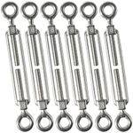 Cozihom M6 Eye & Eye/O to O Turnbuckle 304 Stainless Steel, Hardware Kit for Wire Rope Tension Heavy Duty, for Sun Shade, Tent Installation, Anti-Rust, 6 Packs